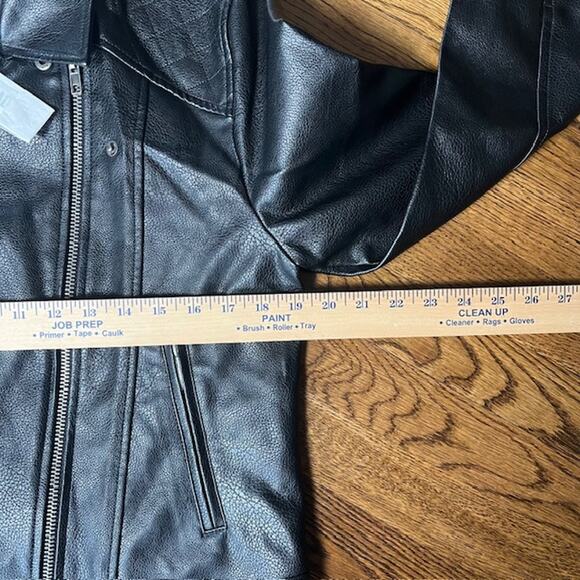 NWT Steve Madden Motorcycle Moto Jacket Womens L Black Faux Leather Biker Grunge - Picture 4 of 9
